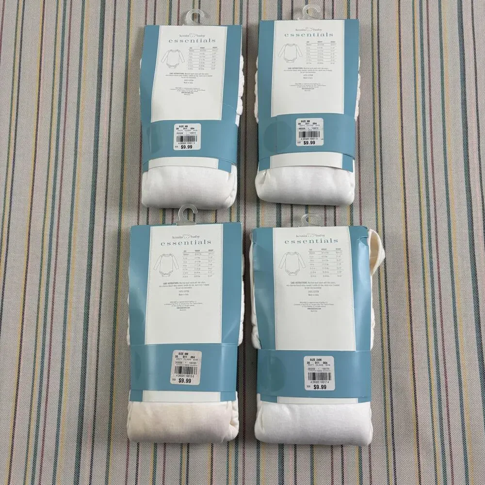 Koala Baby Bodysuits Baby Boys Newborn White Essentials Long Sleeve 4 Pack Set